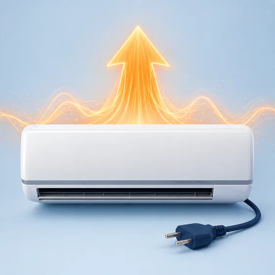 Ar-condicionado split com plugue e pulso elétrico ascendente